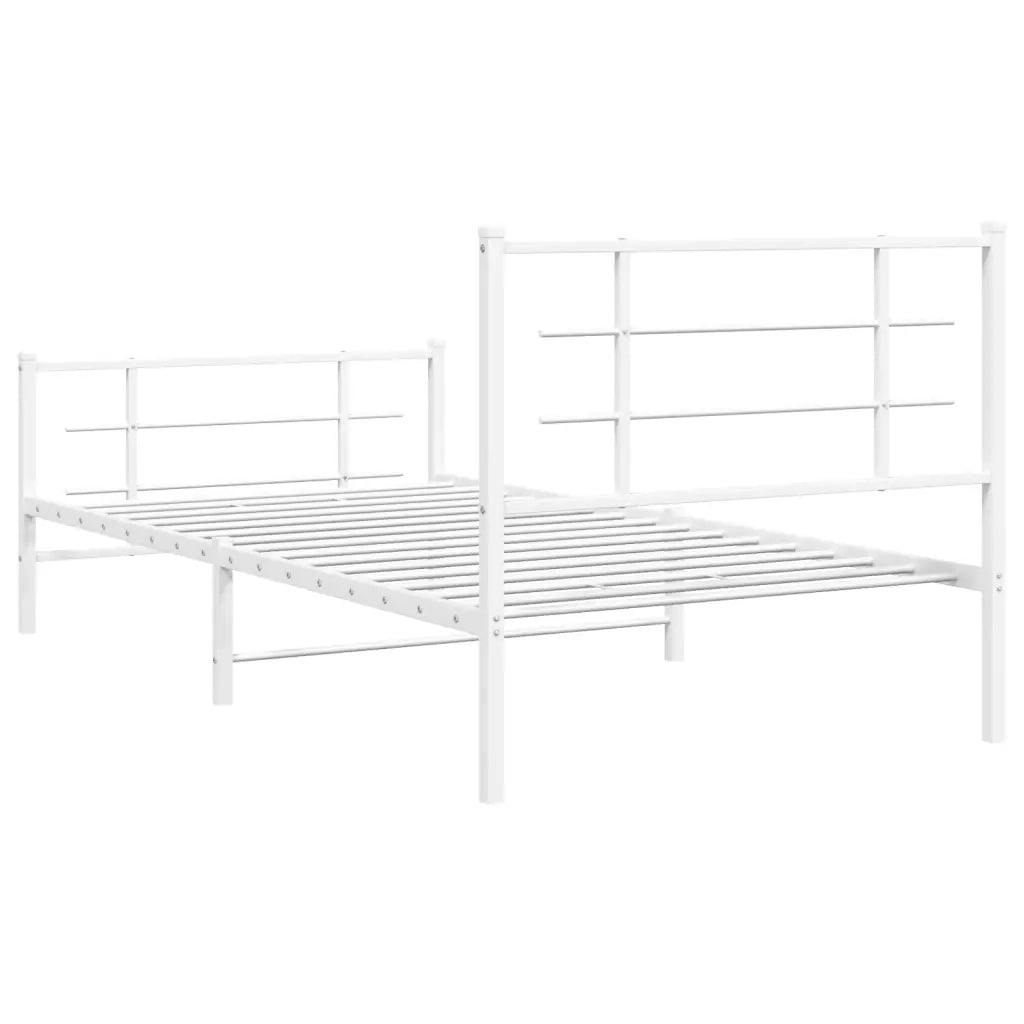Giroletto con Testiera e Pediera Metallo Bianco 107x203 cm 355624