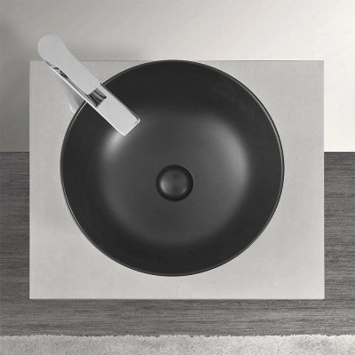 Lavamani da appoggio a bacinella 40 cm in ceramica nero opaco