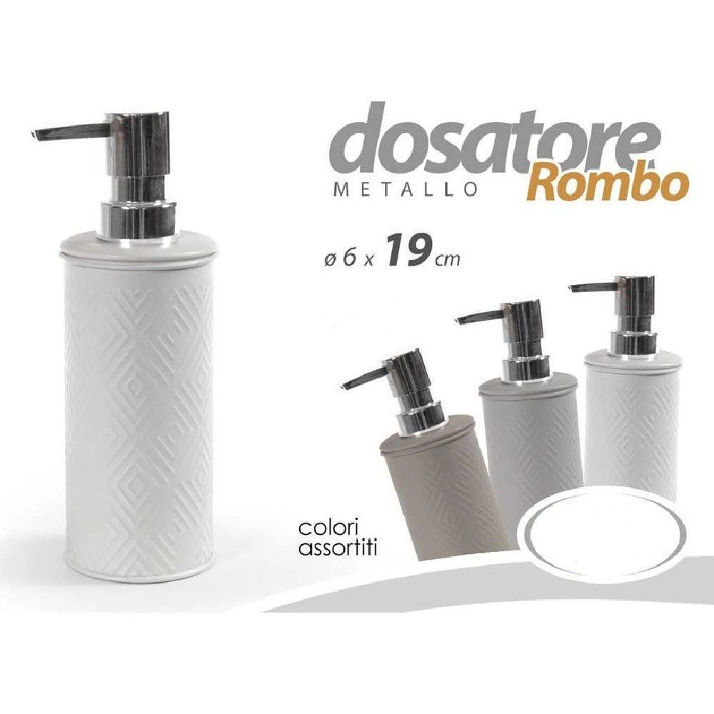 Trade Shop - Dosatore Porta Sapone Liquido Dispenser Metallo Rombo Colori Ass. 6x19cm 783340 -