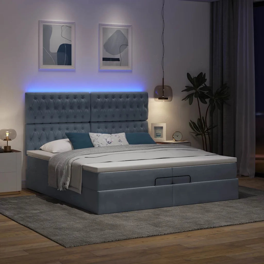 Struttura Letto Pouf con Materassi 200x200 cm Velluto 3314415