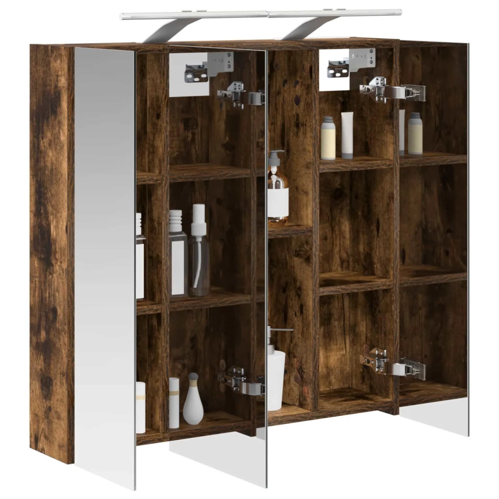Mobiletto per specchio da bagno Rovere fumé 70 x 14,5 x 70 cm