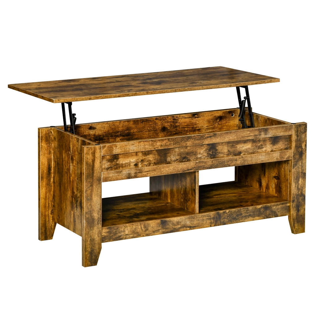 TAVOLINO IN STILE INDUSTRIALE CON VANO CONTENITORE PIANO SOLLEVABILE 105X50X49CM