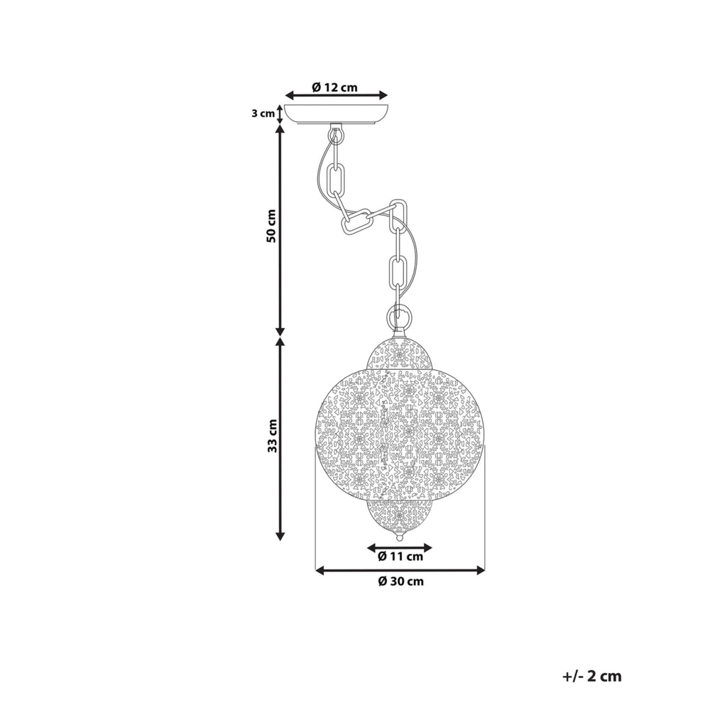 Lampada a sospensione in metallo argentato con motivi intagliati dal design marocchino vintage