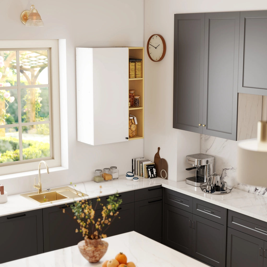 Armadietto Bagno a Parete con Ripiani Regolabili e 3 Mensole ¨C Zephmum ¨C Bianco e Legno 59.5x30x90 cm