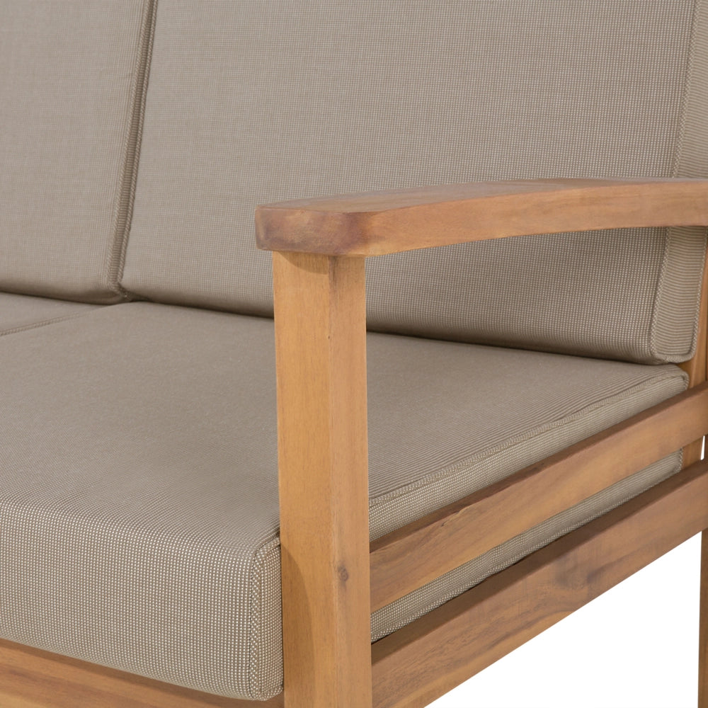 Set da giardino da 5 pezzi in marrone chiaro certificato con cuscini grigio chiaro divano poltrona tavolino