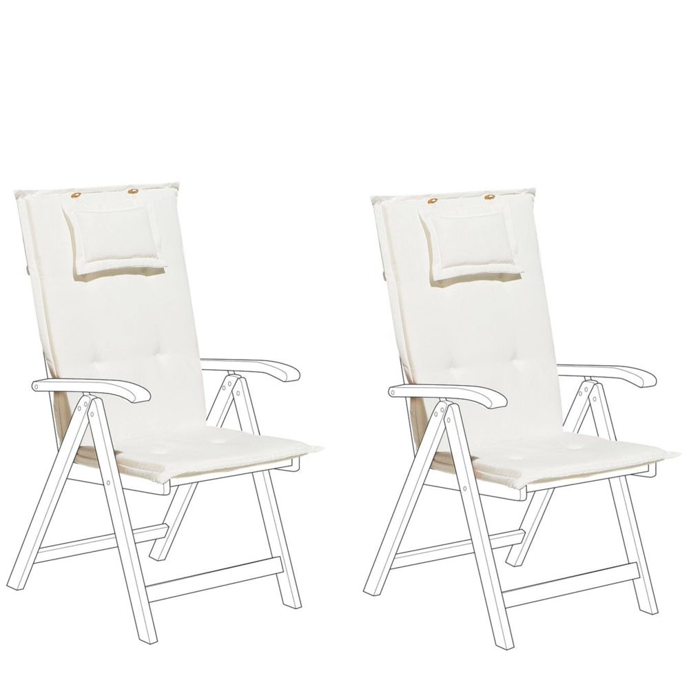 Set di 2 cuscini per sedie da giardino Cuscino per schienale in poliestere bianco sporco Cuscino per esterni dal design moderno