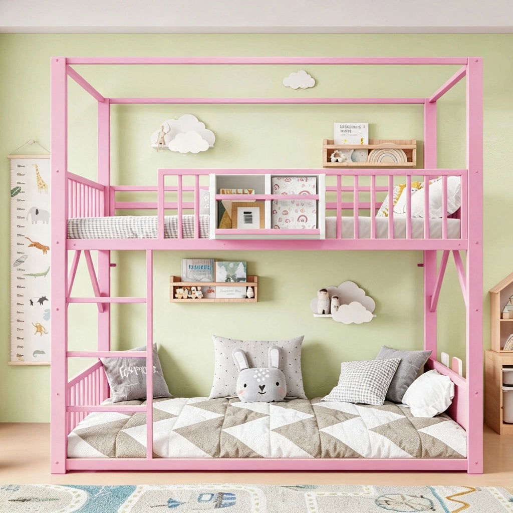 letto a castello metallo rosa 96 x 204 cm