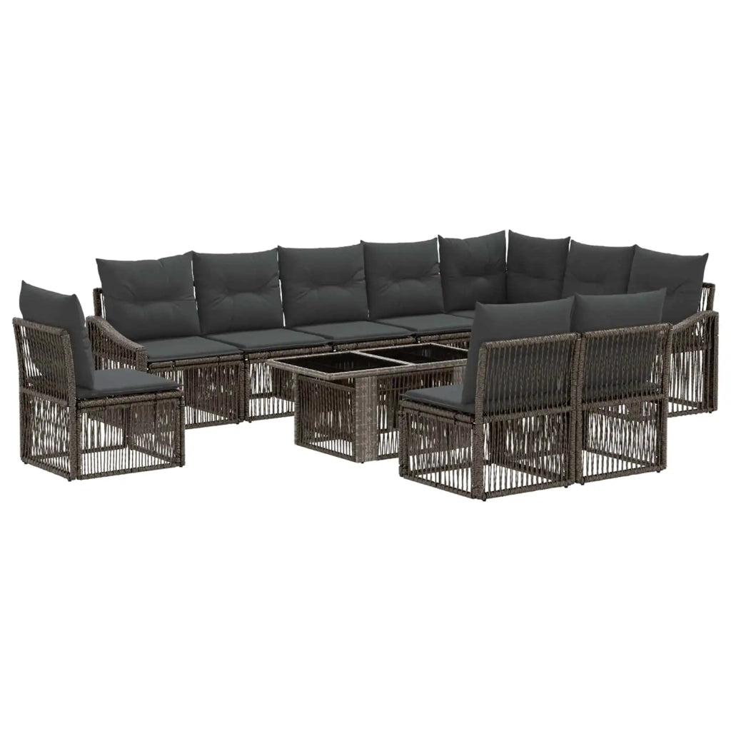 Set Divano da Giardino 11 pz Grigio e Grigio Scuro polyrattan 3437264