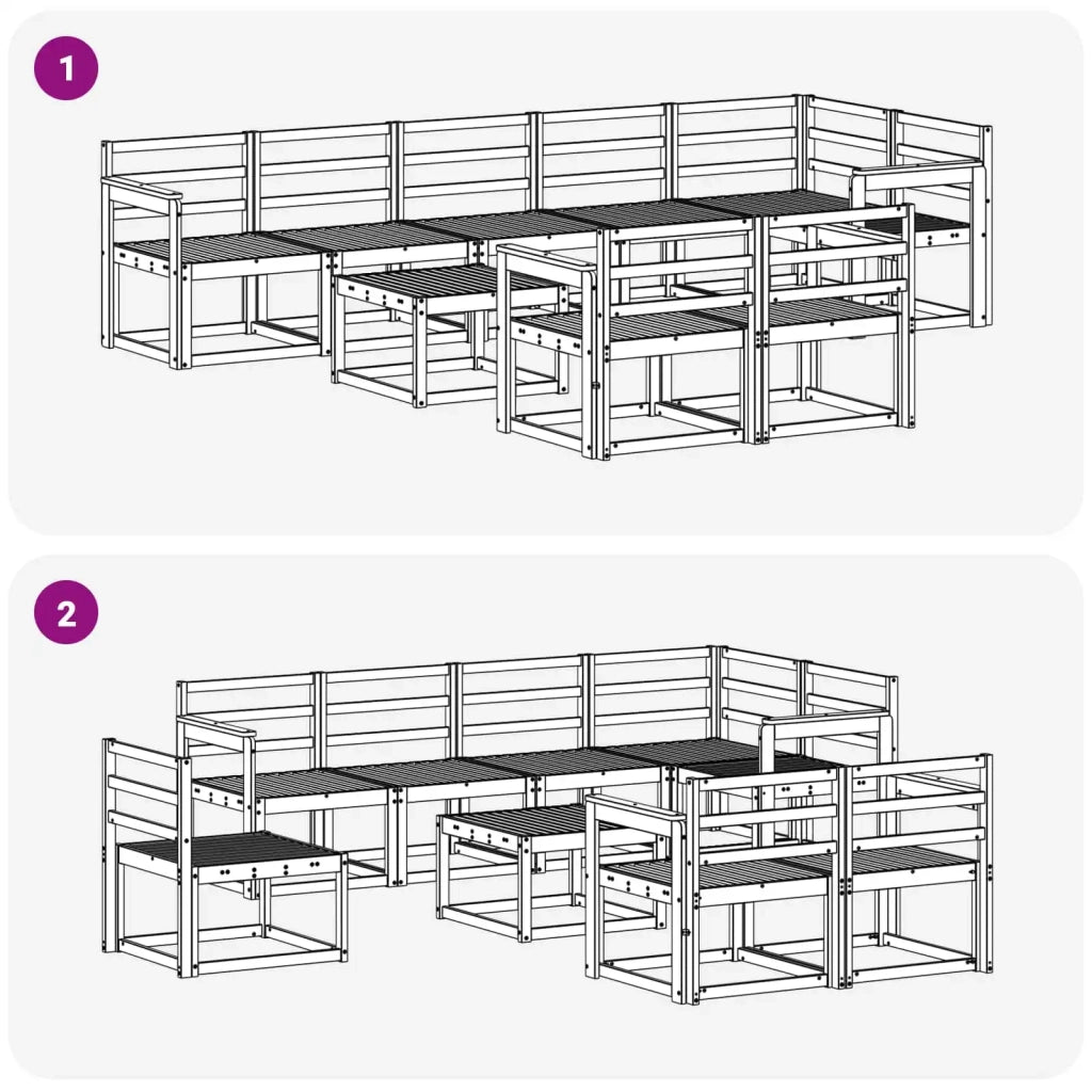 Set di divani da esterno 9 pcs Naturale