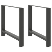 Gambe per tavolo da pranzo antracite 2 pz 90x(72-73) cm in acciaio