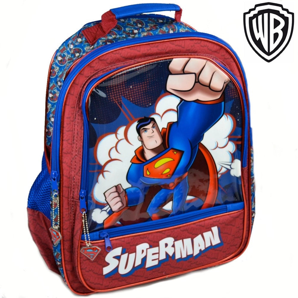 Trade Shop - Zaino Superman 4 Cerniere Stampa Plastificata Scuola Bambini Elementari 41cm -