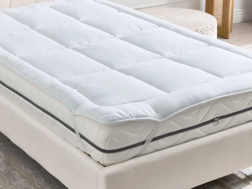 Coprimaterasso bianco in microfibra 120 x 200 cm lavabile in lavatrice spessore 4 cm topper