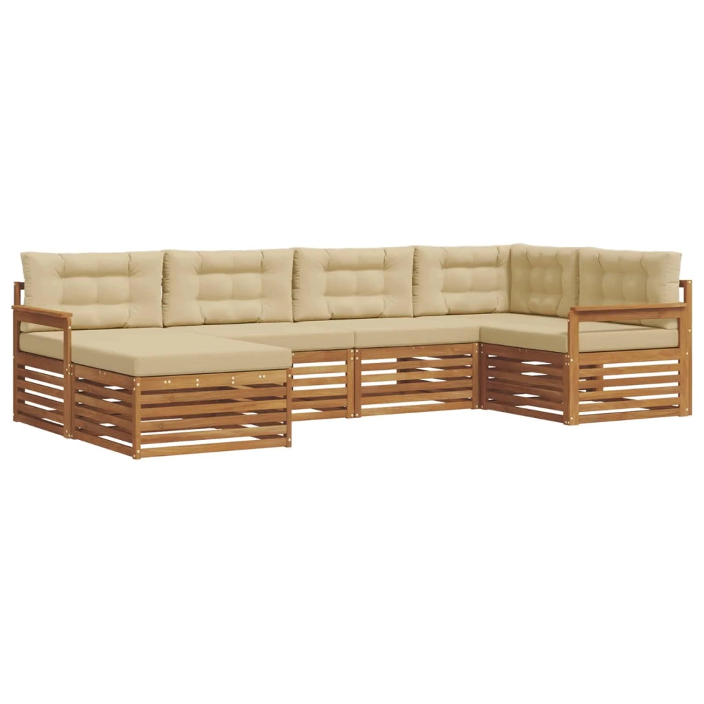Set di divani da esterno con cuscino 6 pcs Naturale e Beige