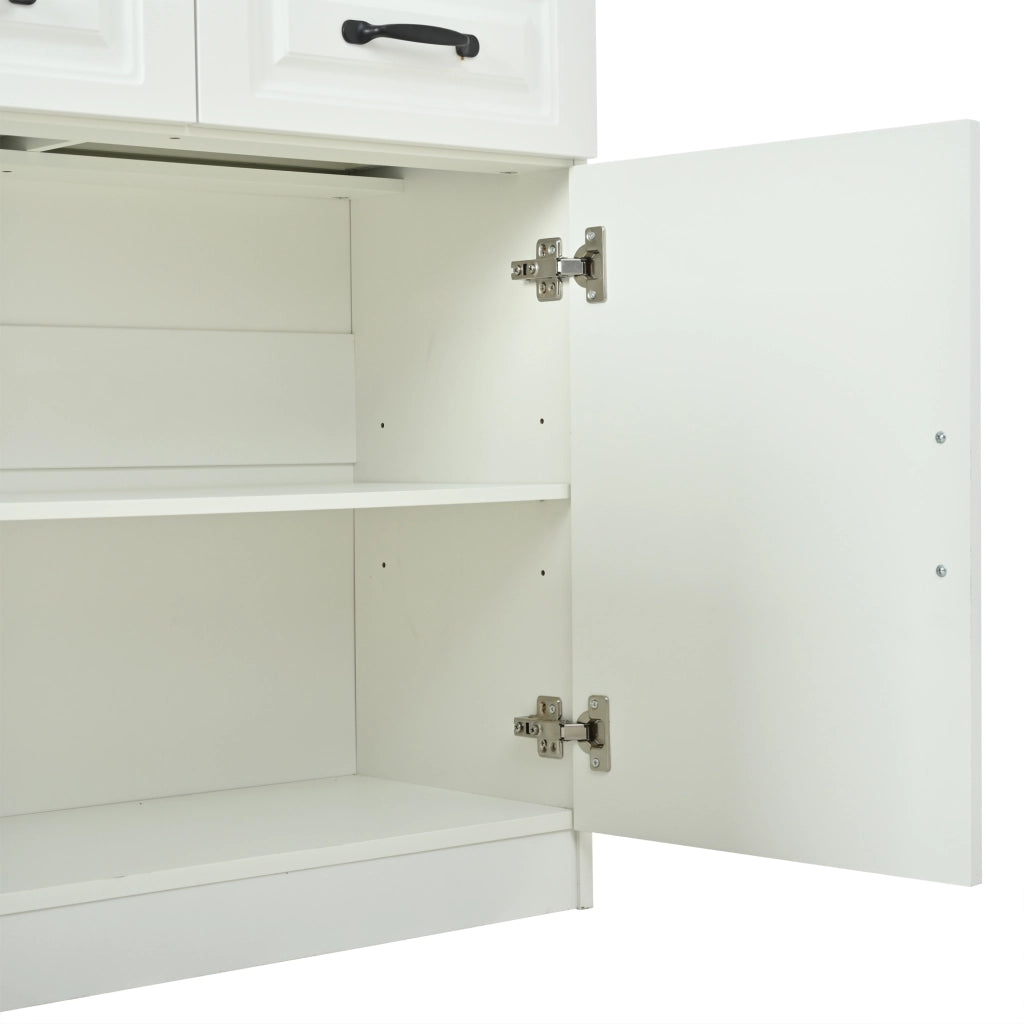 Cassettiera Credenza MDF Bianco ¨C Xylo ¨C 4 Cassetti 4 Ante Maniglie Metallo 160 cm
