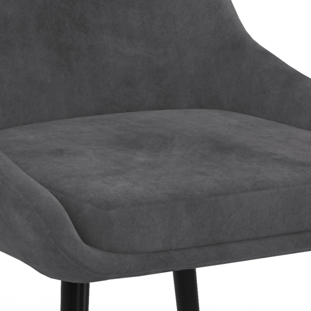 Set di 4 sedie THALYA in velluto grigio scuro con braccioli