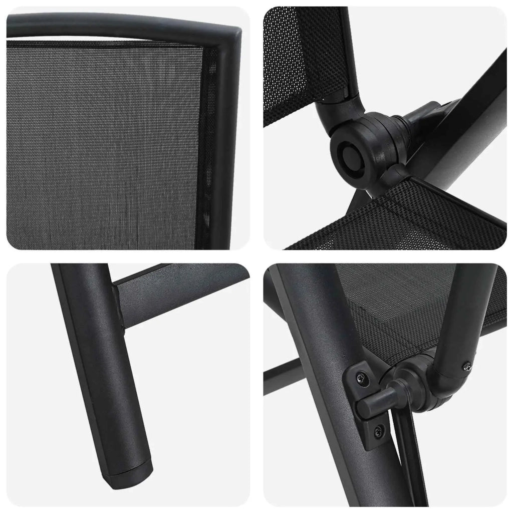 Sedie da giardino reclinabili 2 pcs Nero 58 x 71 x 112 cm