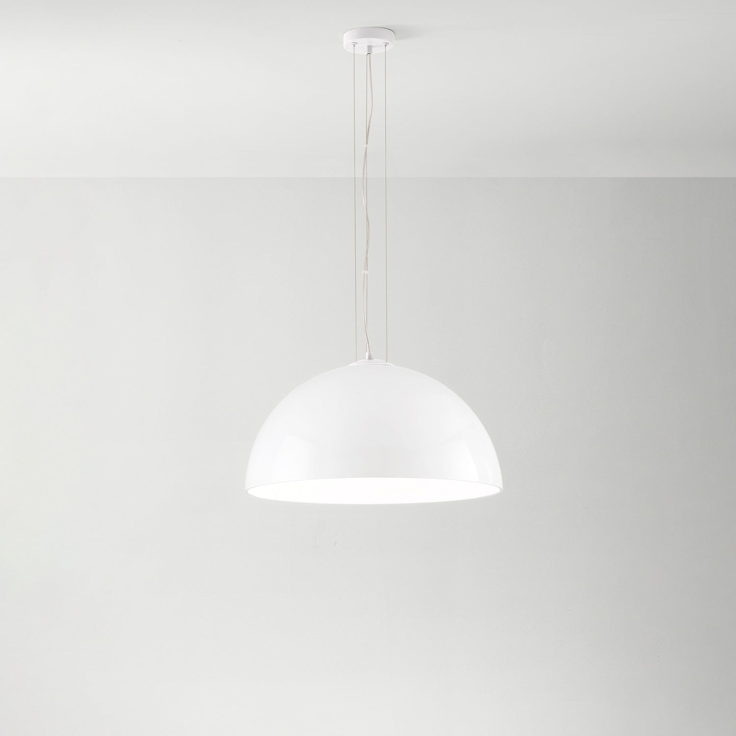 Sospensione Contemporanea Bell Metallo Bianco Vetro 1 Luce E27