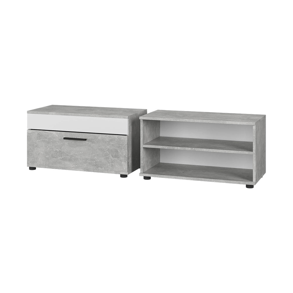 Vicco Parete attrezzata Cemento/Bianco 2 parti