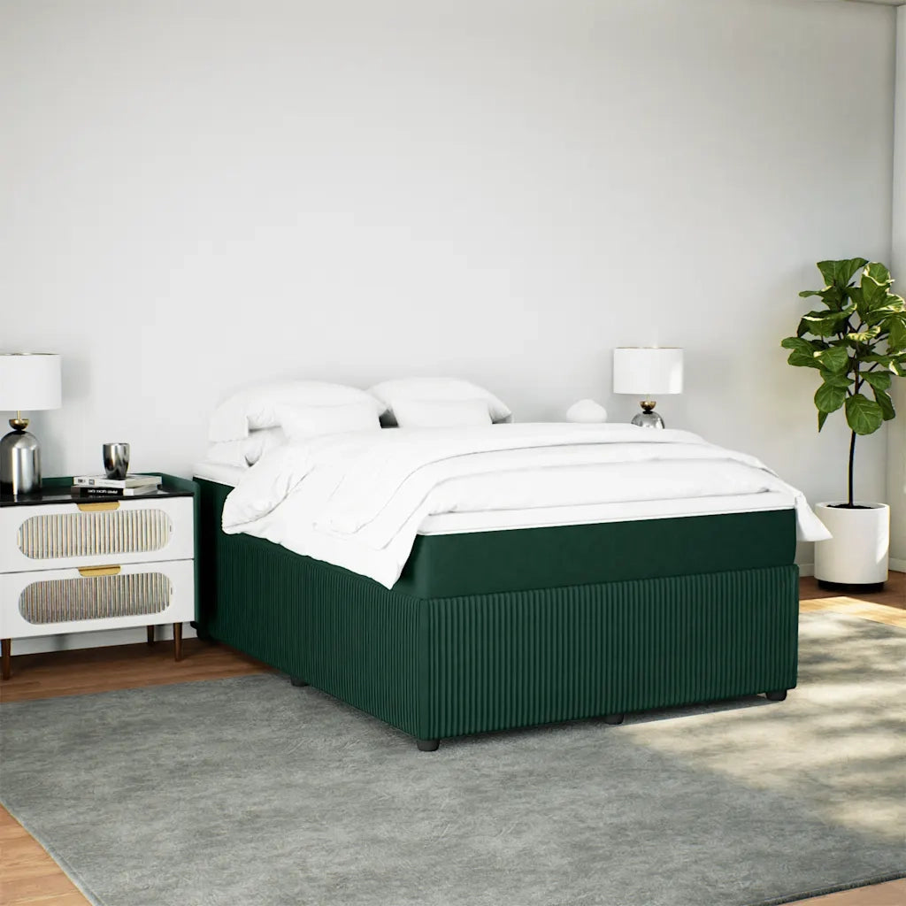 vidaXL Giroletto a Molle con Materasso Verde Scuro 140x200 cm Velluto