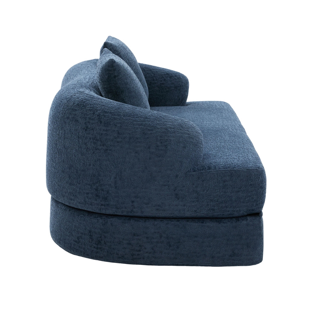 Divano letto 2 posti pieghevole in chenille navy, senza montaggio, con cuscini schienale