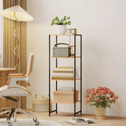 Scaffale a pavimento a 4 ripiani in bambÃ¹ e acciaio 36,5x33x110 cm, legno naturale