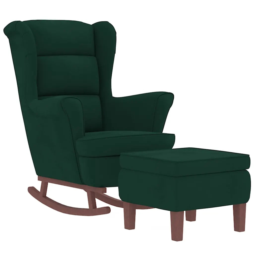 Sedia a dondolo con schienale alto in velluto verde scuro 3121232