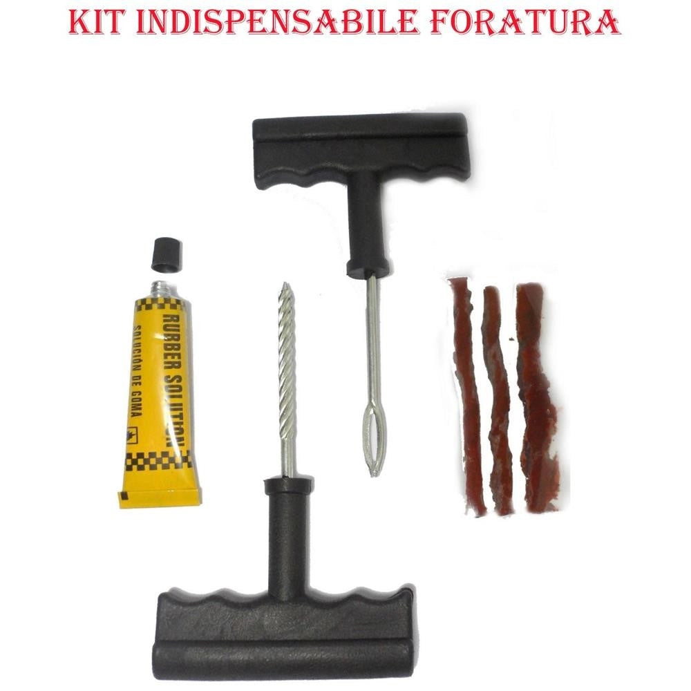 Trade Shop - Kit Ripara Pneumatici Gomme Riparazione Per Auto Moto Da Foratura Gomme Ruote -