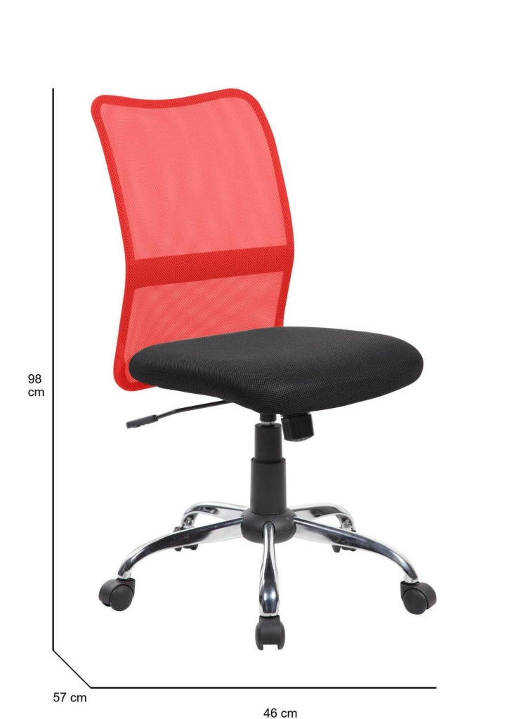 Sedia da ufficio Maysak, Sedia operativa a rete, Seduta ergonomica da ufficio, 57x46h90/100 cm, Nero e Rosso