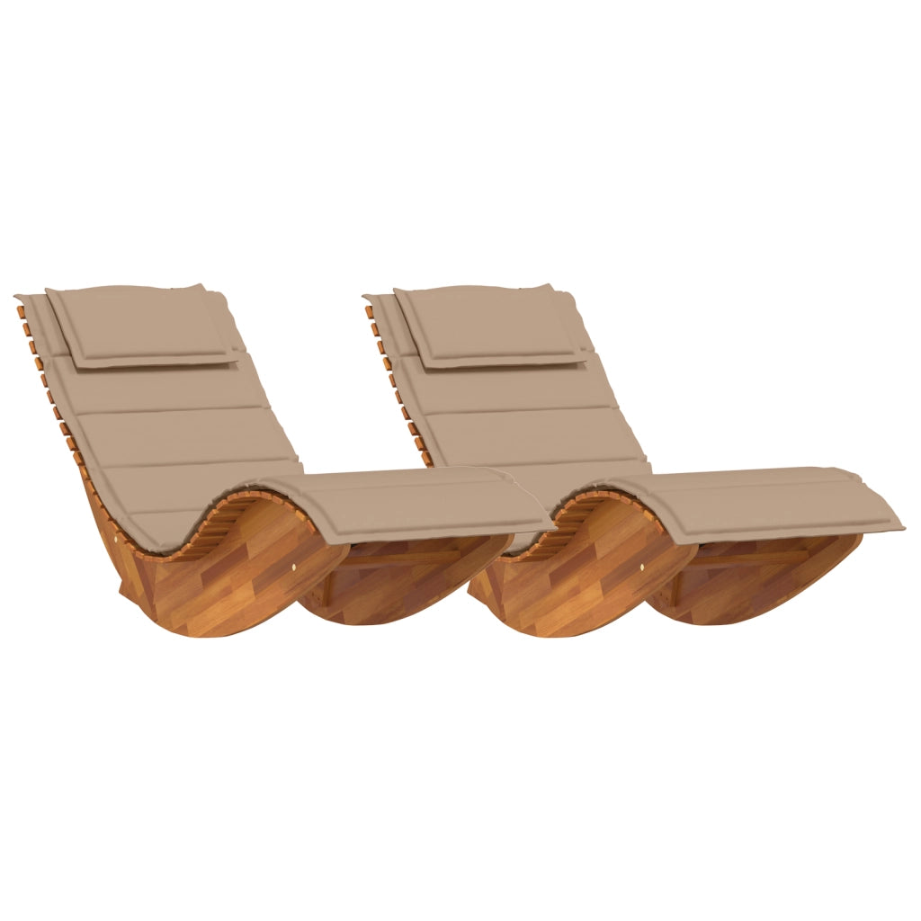 Lettini Prendisole Dondolanti con Cuscini 2 pcs Legno Massello di Acacia