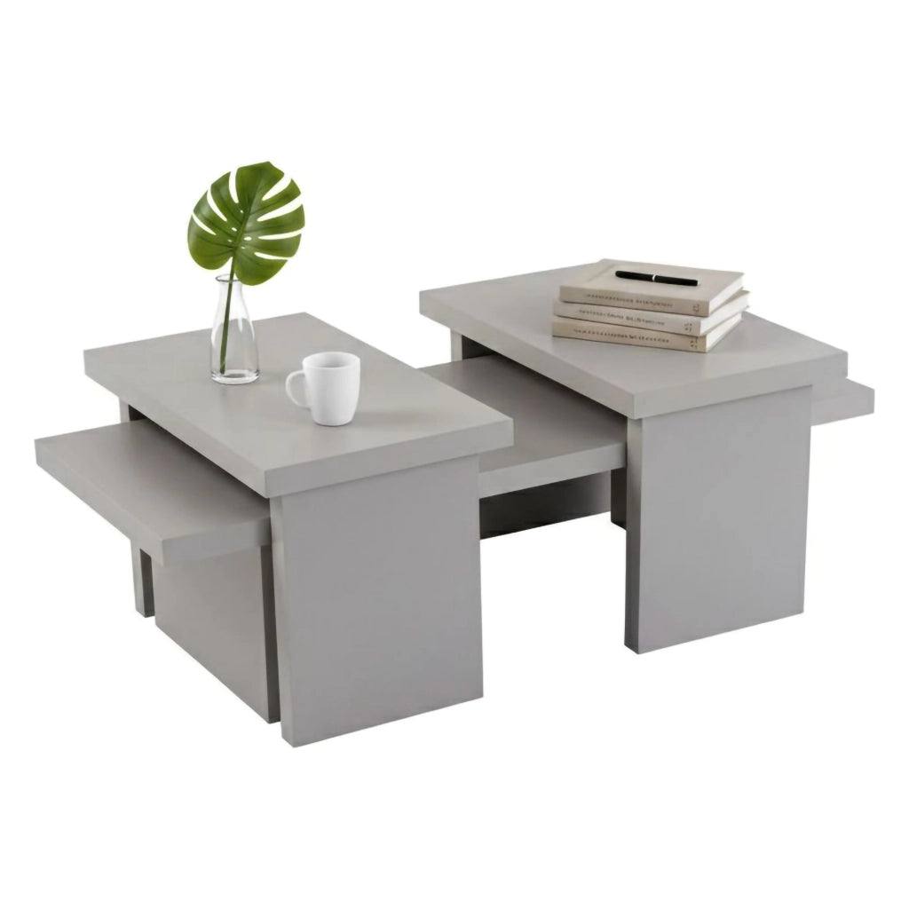 Tavolino da salotto Amarantha, Tavolo basso da caffè, Portariviste per divano, Ripiano da soggiorno, 110x45 h42 cm, Grigio