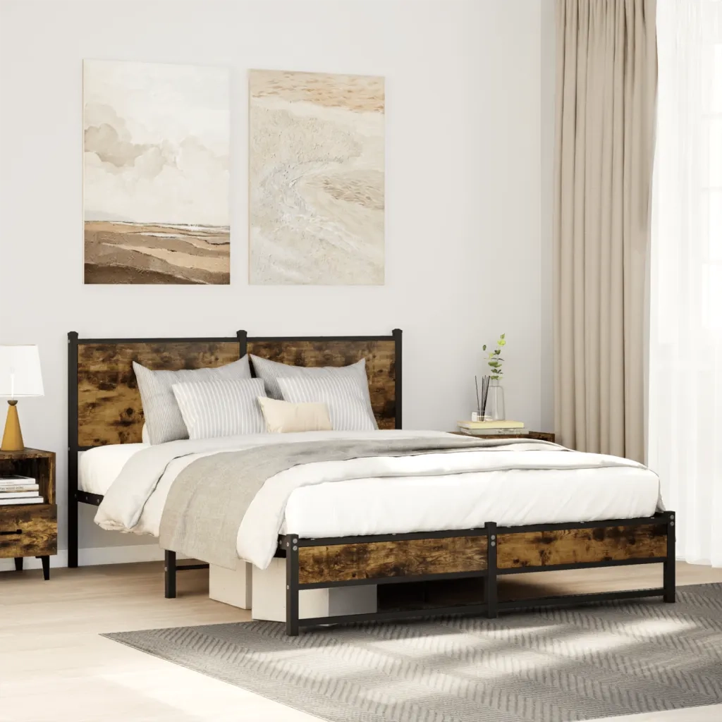 Giroletto senza Materaso in Metallo Rovere Fumo 140x190 cm