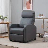 Poltrona Relax Massaggiante con Telecomando e 8 Programmi, Reclinazione e Poggiapiedi, 68x88x98cm, Grigio