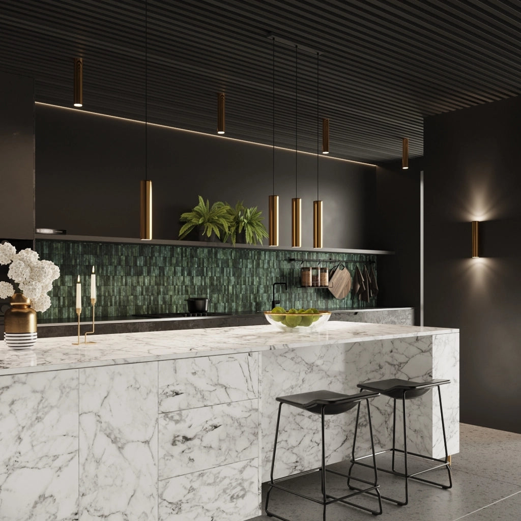 Spot soffitto tubo lungo oro Ø6 GU10 10W Modeno Pure Lume