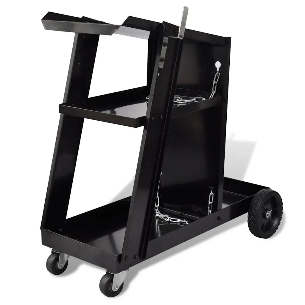 Carrello di Saldatura Nero con 3 Ripiani per Officine 140950