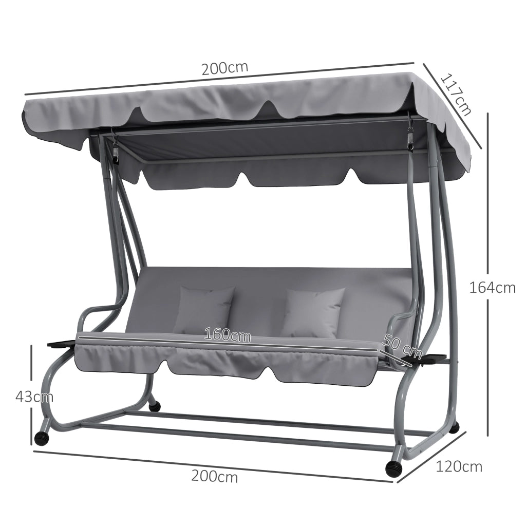 2-in-1 Tetto Inclinabile Multifunzione Alta Resistenza Carico 340kg 200×120×164cm Grigio