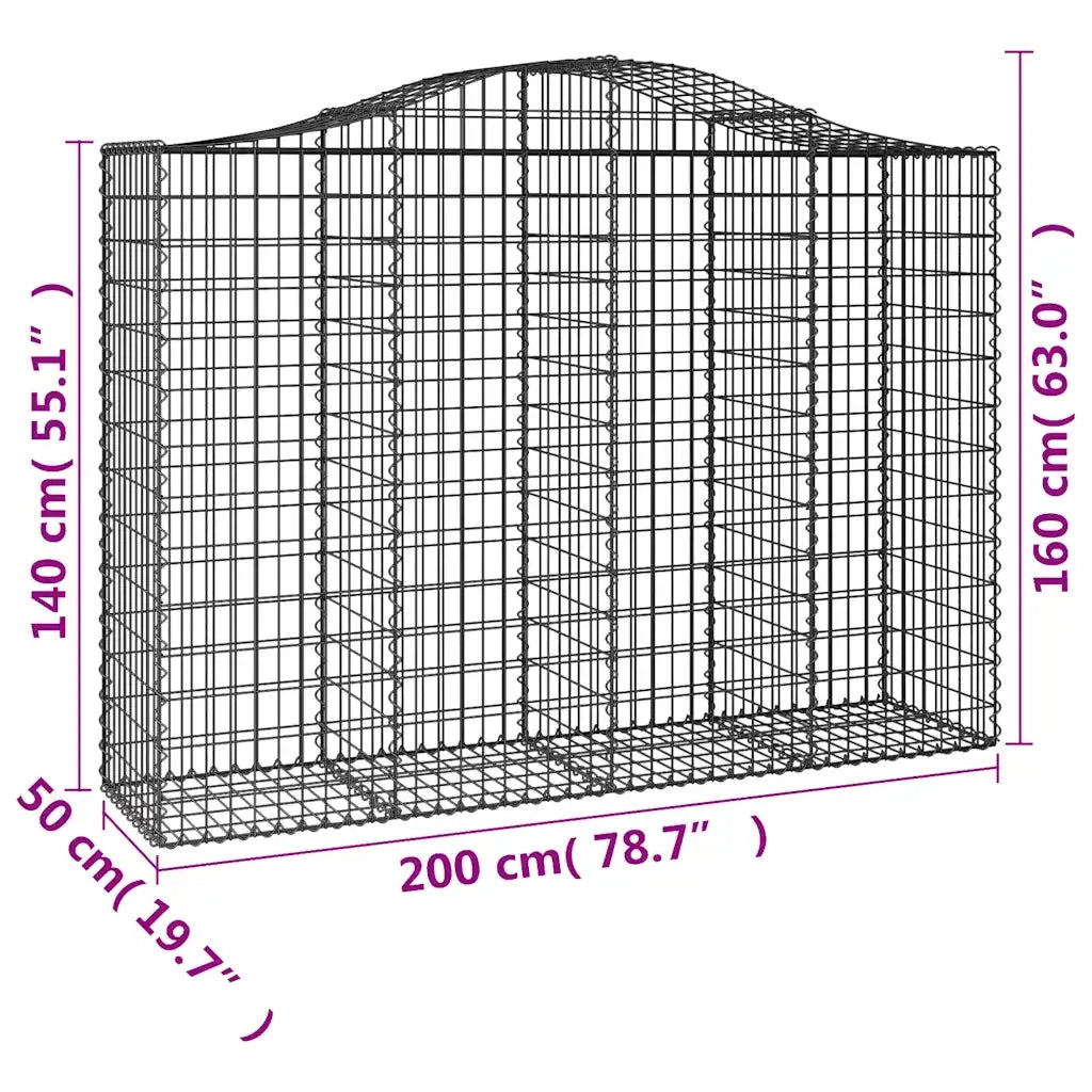 Cesti Gabbioni ad Arco 12 pz 200x50x140/160 cm Ferro Zincato 3145692