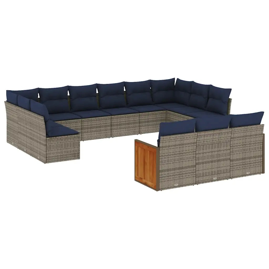 Set Divani da Giardino 13 pz con Cuscini Grigio in Polyrattan 3228140