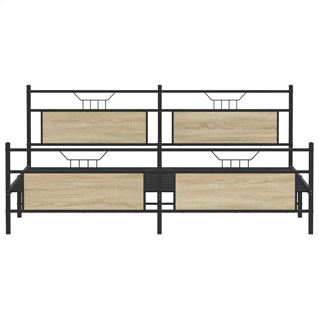 vidaXL Giroletto senza Materaso in Metallo Rovere Sonoma 200x200 cm