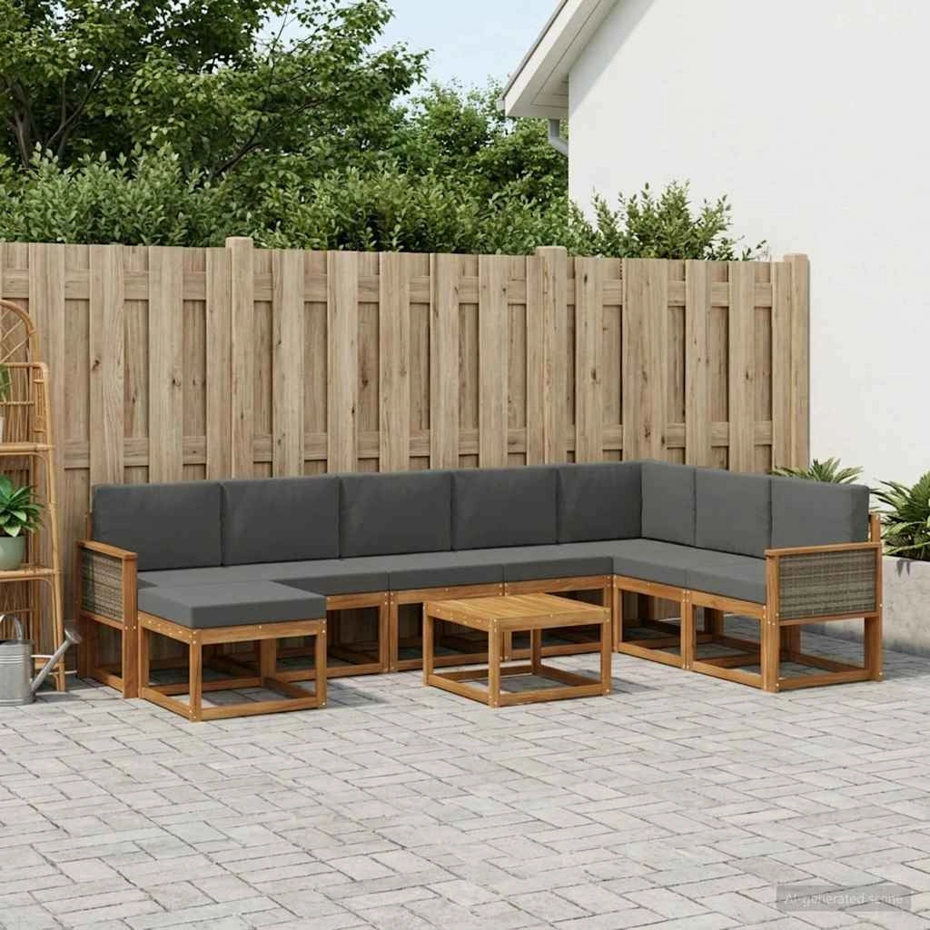 Set di divani da esterno 9 pz Naturale e Antracite 3385468