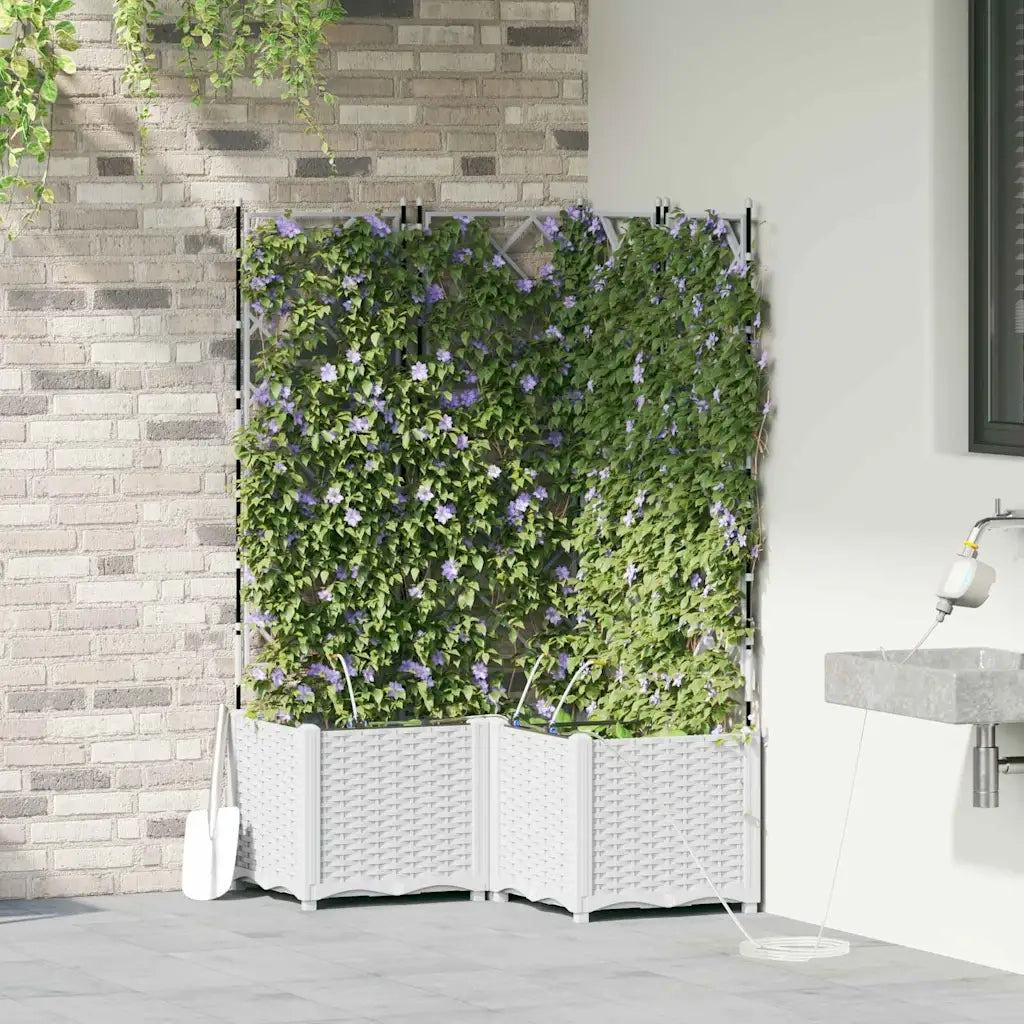 Fioriere | Cassetta per fiori | Vaso da giardino 3 pz Bianco 80 x 80 x 142 cm Plastica