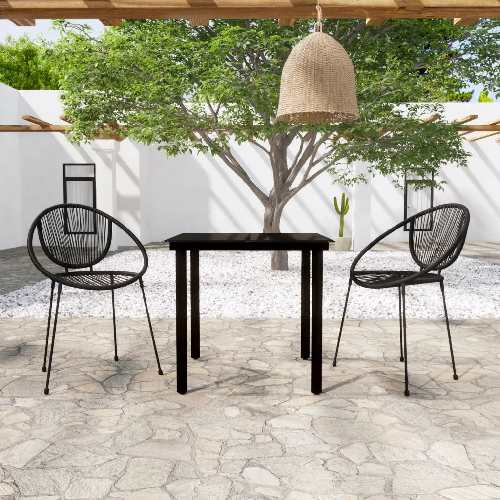 Set Mobili da Pranzo per Giardino 3 pz Nero 3099125
