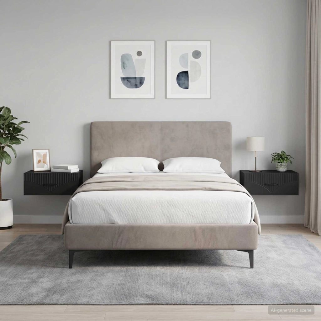 Mobiletto da notte a muro 2 pz Nero 49 x 34,5 x 20 cm 898958