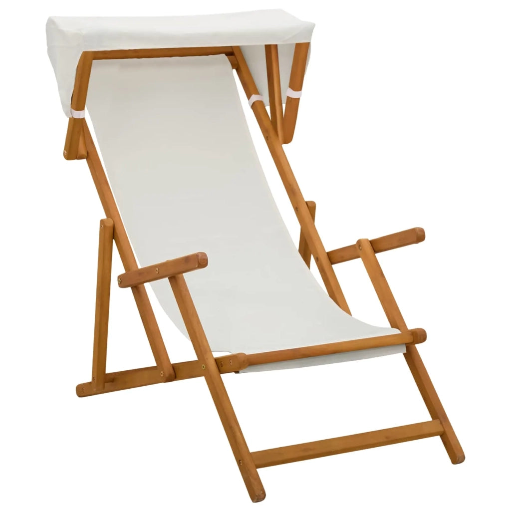 Lettino 2 pcs 3 Posizione Legno di Eucalipto Massello Crema 3407811