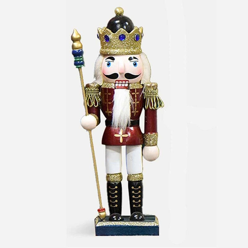 1 Pezzo Schiaccianoci di Natale in Legno Altezza 25cm Serie Rossa e Blu