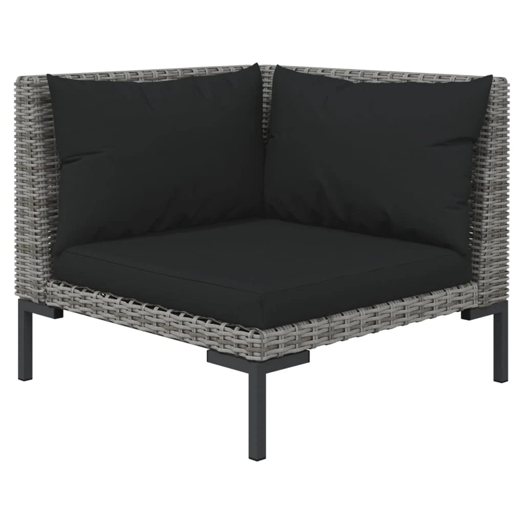 Mobili da giardino mobili da esterno Set di mobili da 7 pezzi con cuscini in resina intrecciata grigio scuro 02_0017287