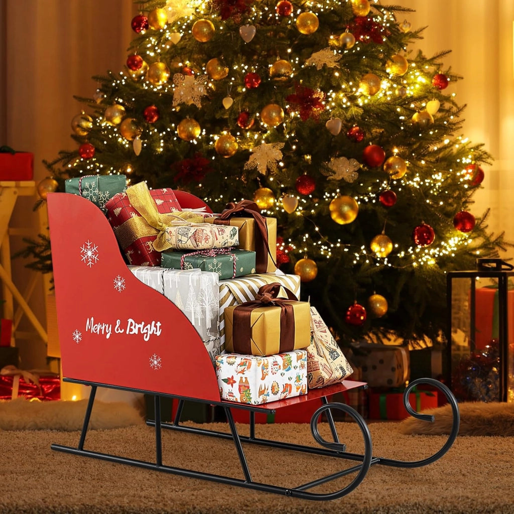 Slitta di Babbo Natale, Slitta di Babbo Natale in Metallo con Ampia Area di Carico per Regali, Decorazione Natalizia per Casa, Negozio e Ufficio (Modello 4)