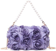 Borsa a Mano per Donna con Fiori 3D in Tulle per Matrimonio, Prom, Festa