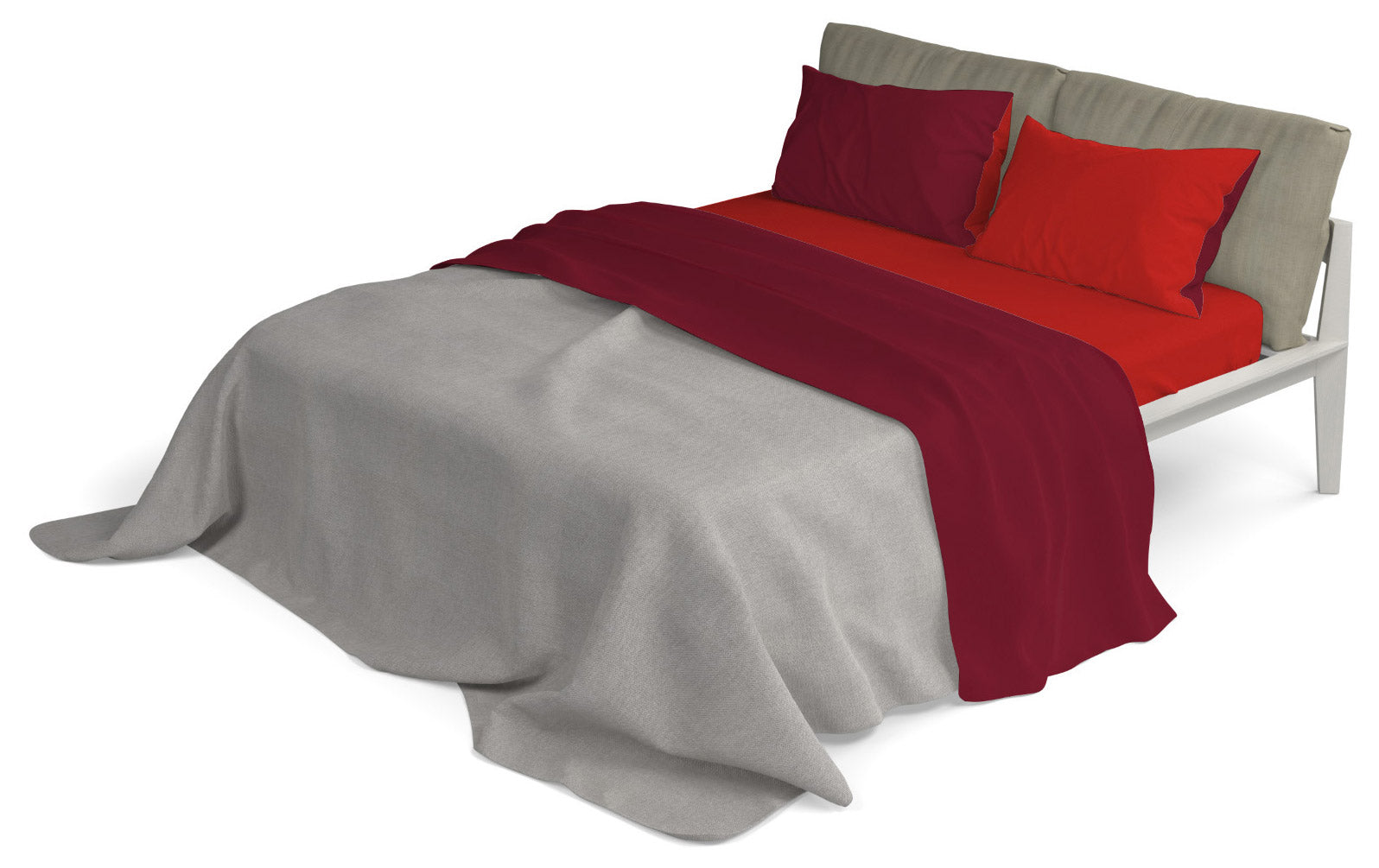 Set Lenzuola Sopra Sotto e Federe Doubleface Rosso/Bordeaux Singolo