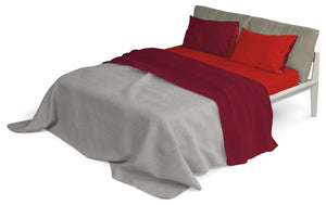 Set Lenzuola Sopra Sotto e Federe Doubleface Rosso/Bordeaux Singolo