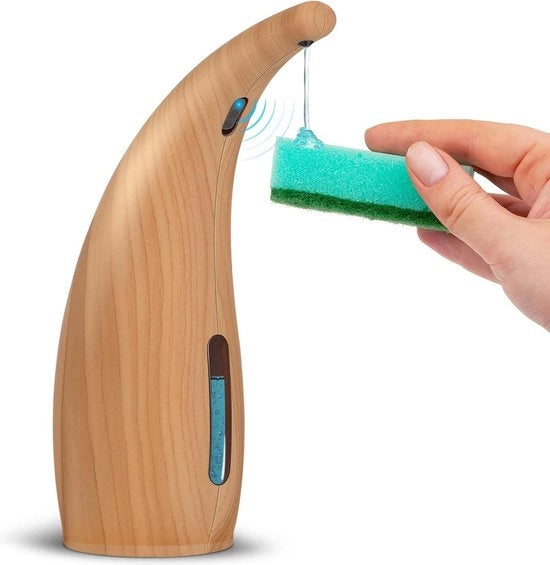Sensore di Sapone Elettrico - Impermeabile IPX6 per Cucina Bagno - Legno chiaro 300ml